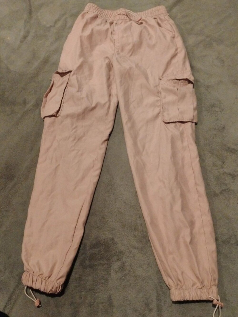 Refuge Light Pink Nylon Cargo Jogger Pants - Size Small S/P